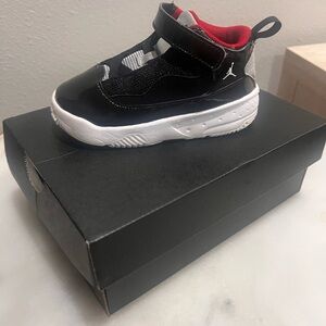 Jordan Black and Red Mid-Top Sneakers